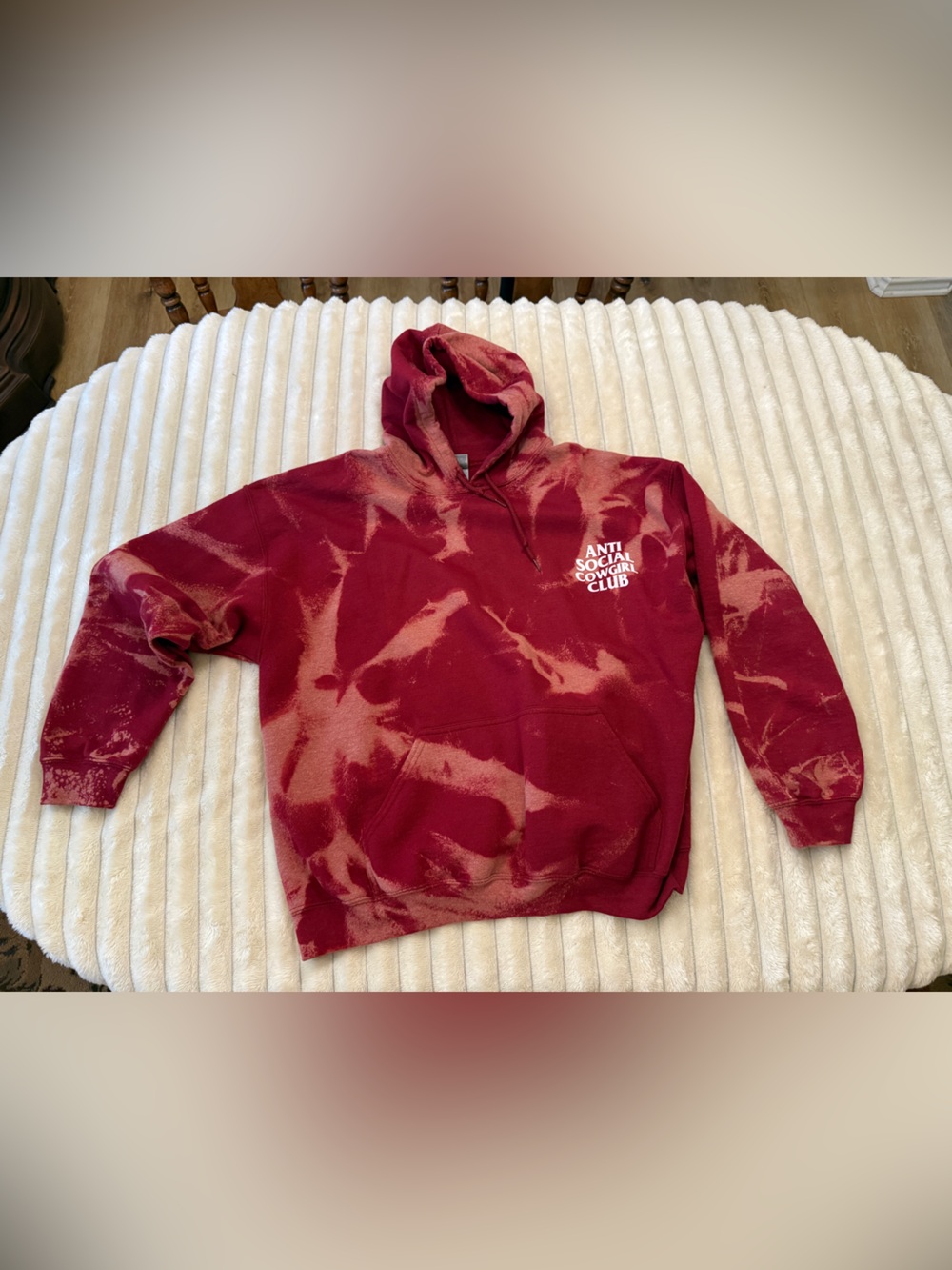 Red & Bleach Tie-Dye Hoodie - Anti Social Cowgirl Club XL